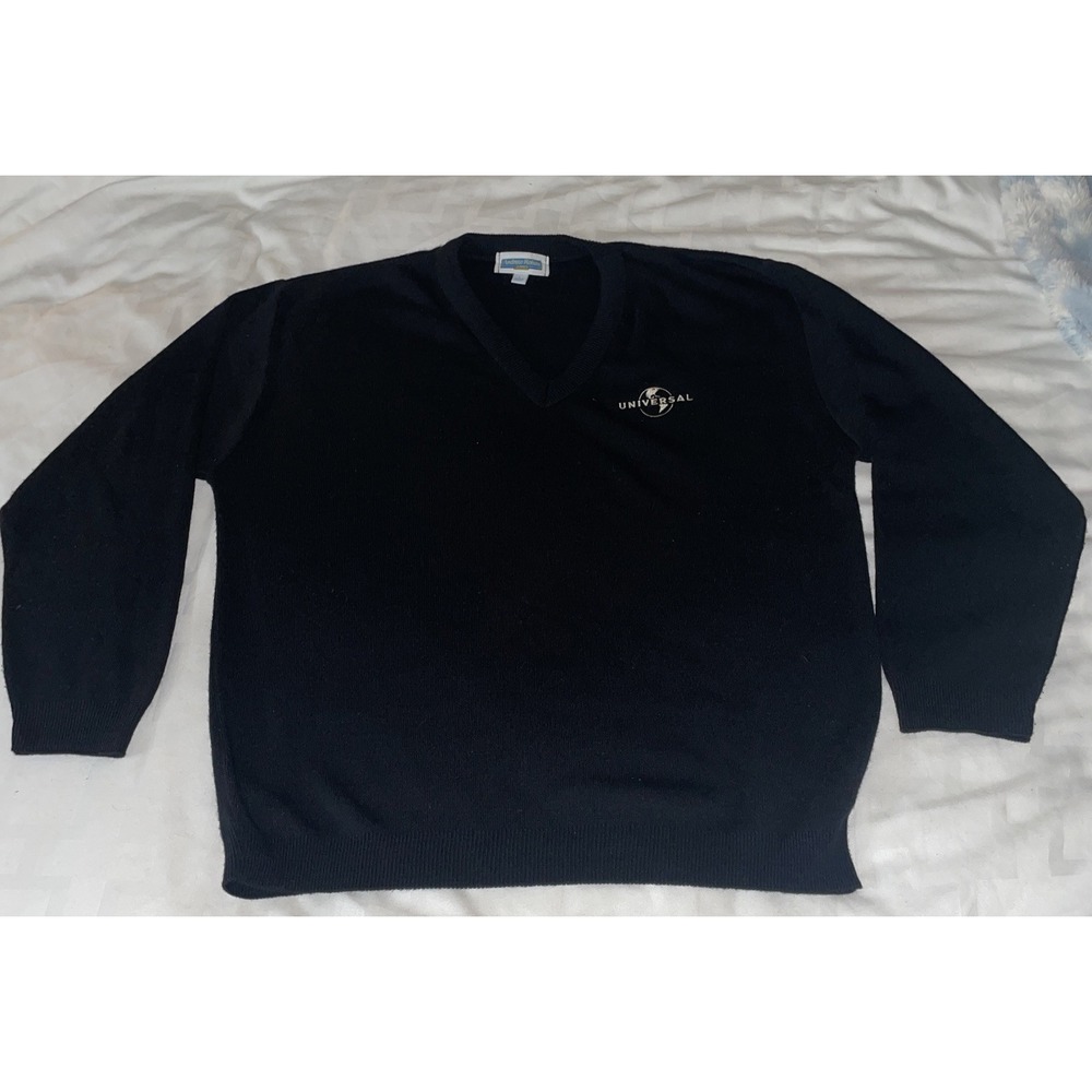 Andrew Rohan Edwards Black V-neck Sweater Universal Logo Size Large USA Made